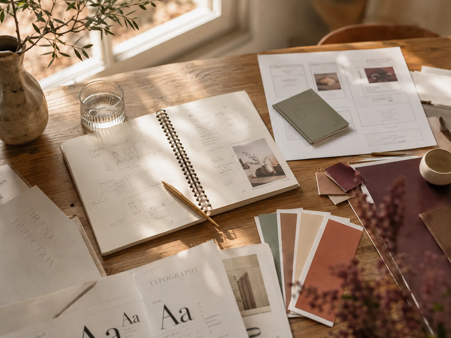 Sunlit creative design workspace
